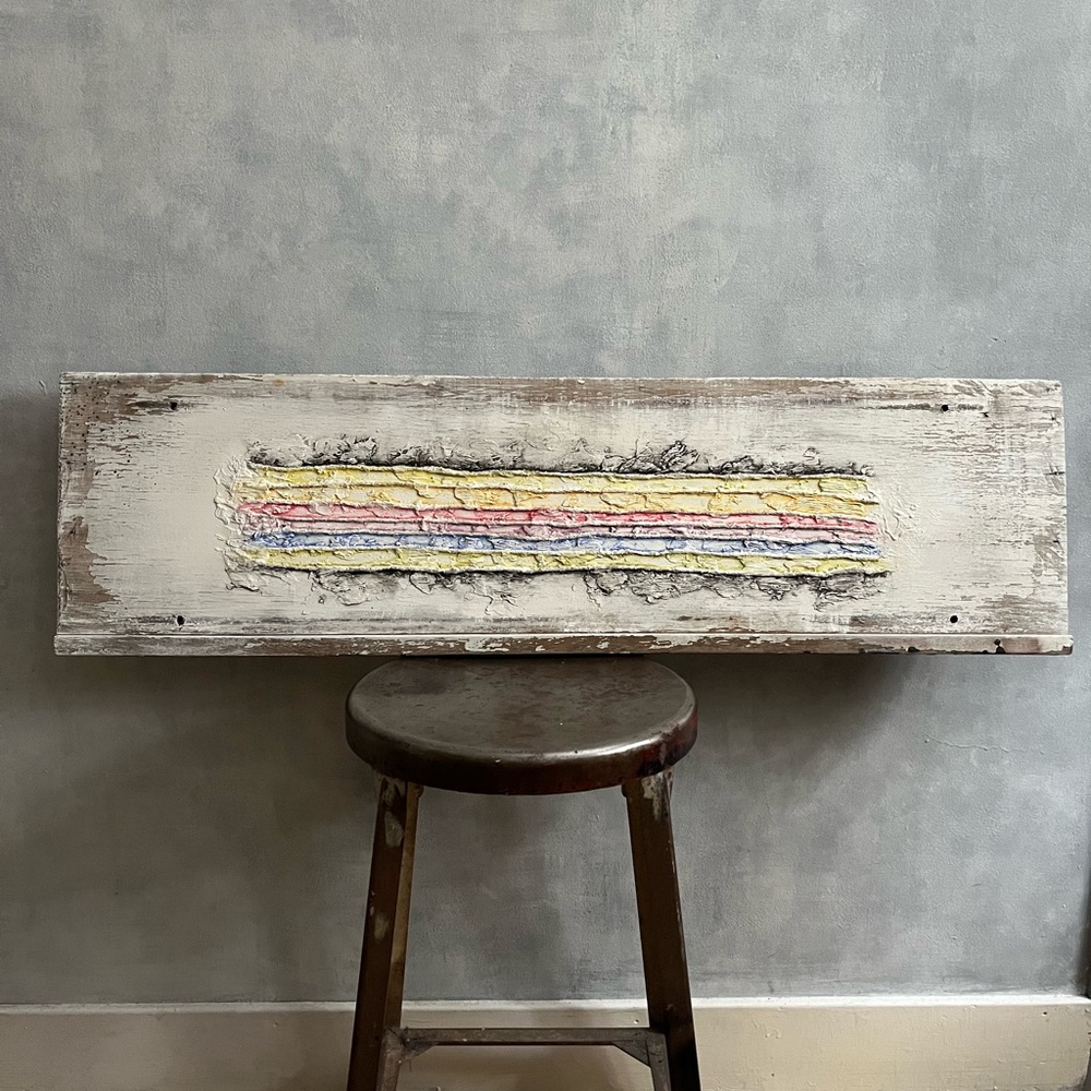 Original Abstract Textured Wall Art with Multicolor Stripes